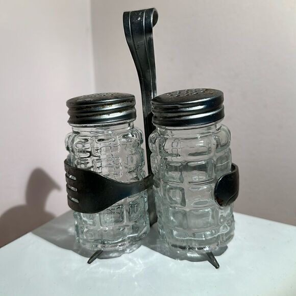 Vintage Salt & Pepper Shakers Bent Forks Hand Crafted - Picture 1 of 9
